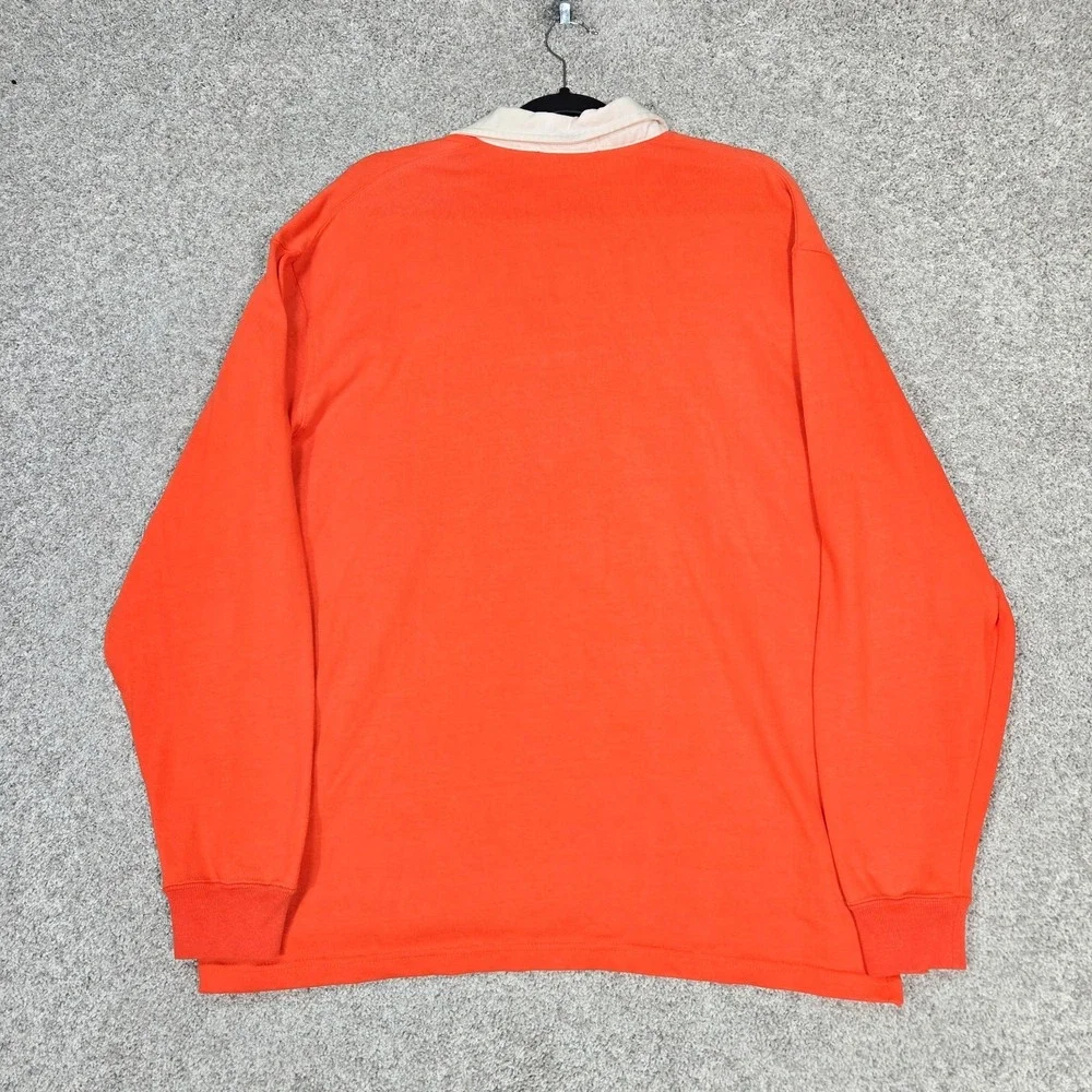 Vintage Polo Ralph Lauren Rugby Polo Shirt Mens Medium Orange Long Sleeve